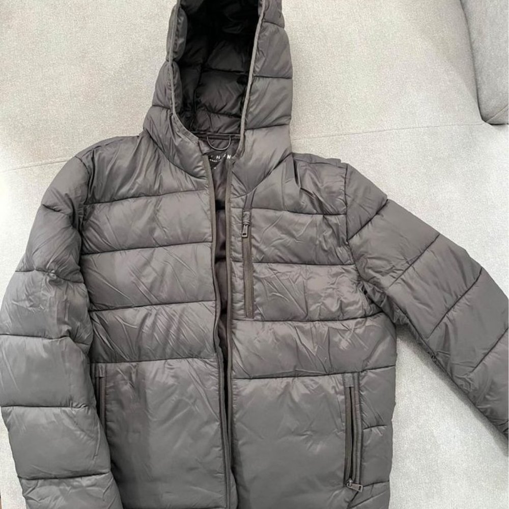 Men’s gray down coat- size large
